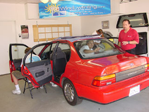 Students and instructor training in auto window tinting